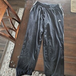 Adidas Kids Black Joggers with White Stripes